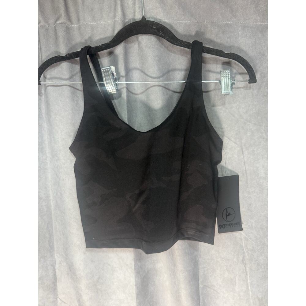 90 Degree By Reflex Women’s Black & Gray Camo Sports Bra Size XSmall NWT